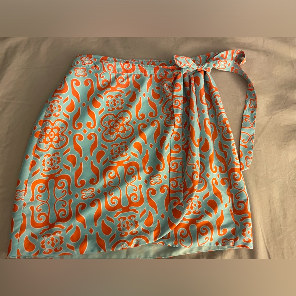 Buckhead Betties blue & orange wrap skirt Sz L